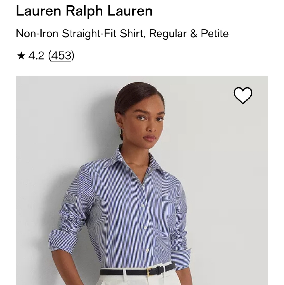NWOT. Large, Ralph Lauren, Blue & White button up shirt